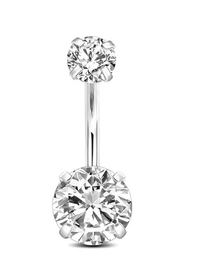 مجموعة 5 قطع من خواتم البطن الفضية، مصنوعة من الفولاذ المقاوم للصدأ، للفتيات، بتصميم لامع ونجمي، مزينة بالحصانات، خاتم البطن، تجليد جلدية، هدايا مثالية للمناسبات مثل العطلات والمناسبات الاجتماعية والزواج - Image 5